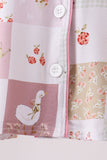 Pink Goose Bow Checkered Bamboo Pajama Set Aaria Tees
