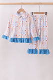 Blue Chicken Bow Bamboo Pajama Pants Set Aaria Tees