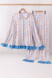 Blue Chicken Bow Bamboo Mom Pajama Pants Set Aaria Tees