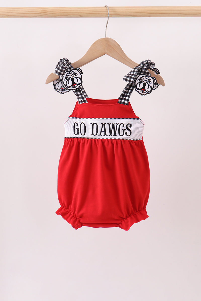 Red Georgia Go Dawgs Smocked Bubble - Aaria Tees