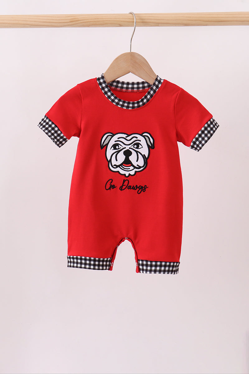 Red Georgia Go Dawgs Applique Romper - Aaria Tees Aaria Tees
