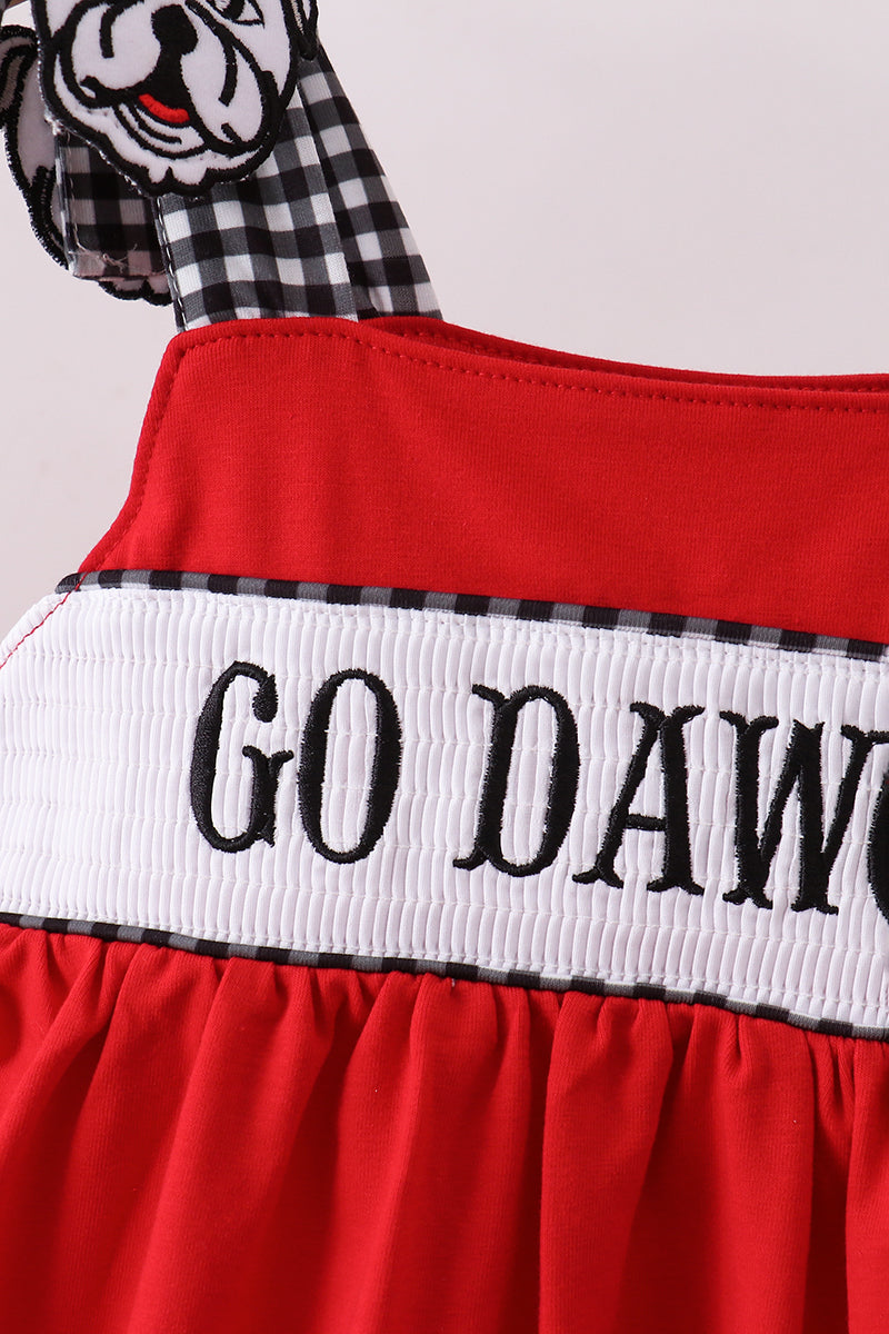 Red Georgia Go Dawgs Smocked Ruffle Shorts Set - Aaria Tees Aaria Tees