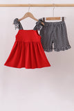 Red Georgia Go Dawgs Smocked Ruffle Shorts Set - Aaria Tees Aaria Tees