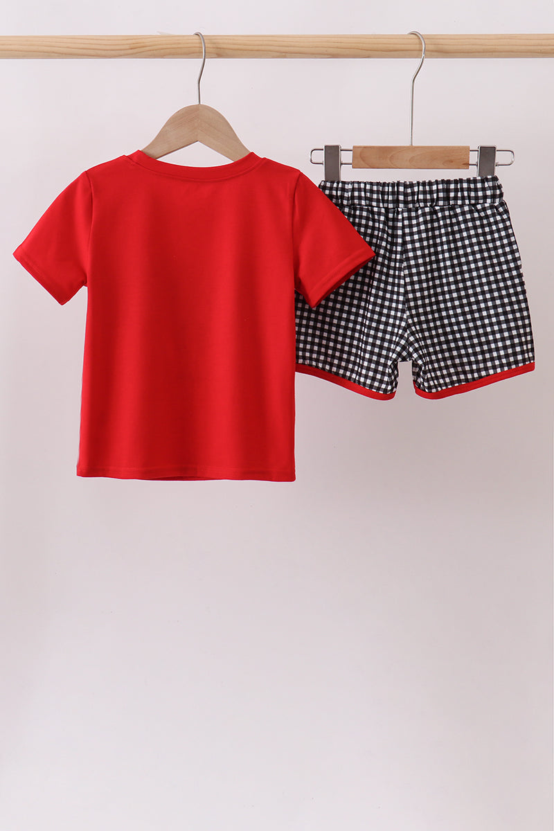 Red Georgia Applique Shorts Set - Aaria Tees Aaria Tees