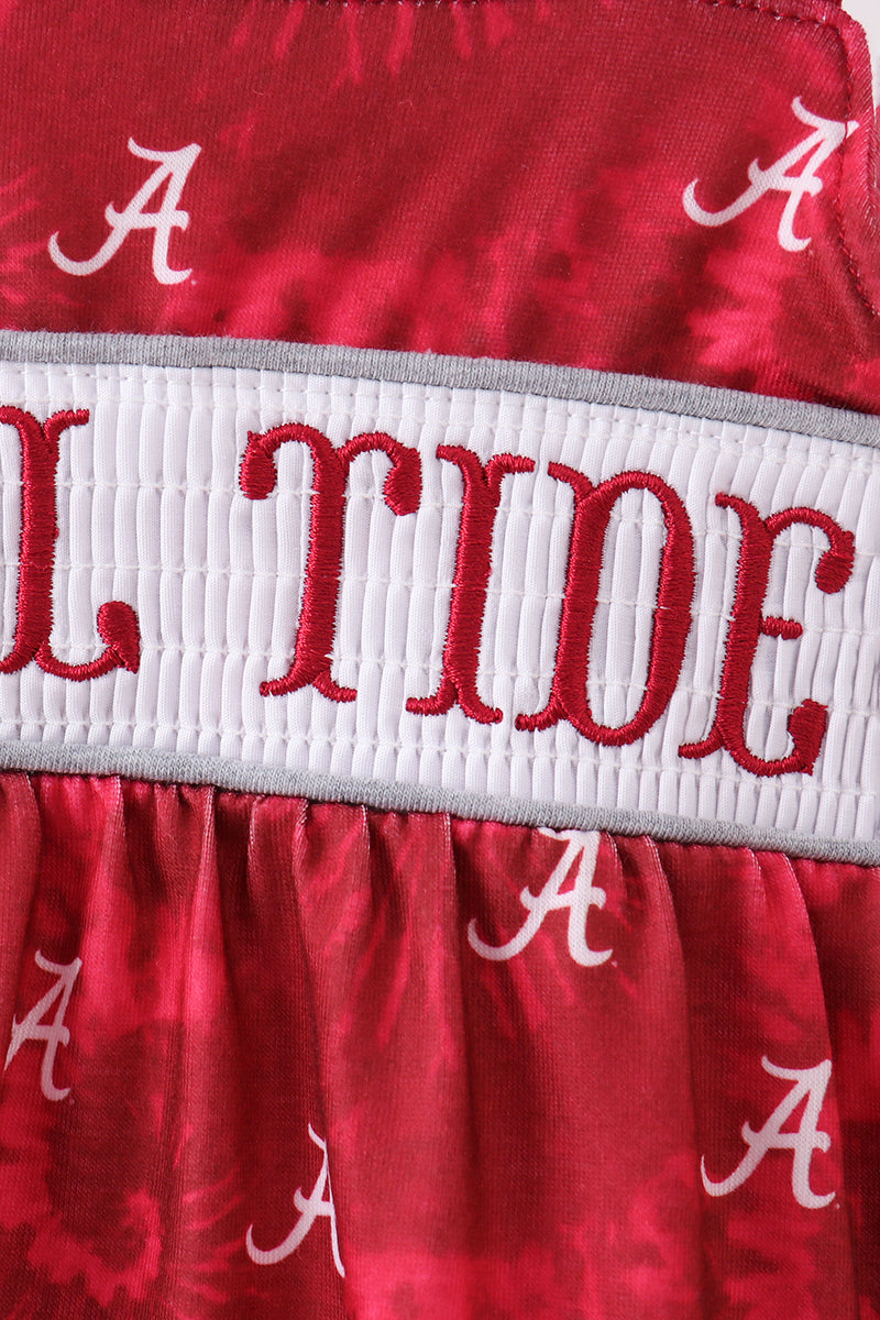 Maroon Alabama Roll Tide Smocked Bubble - Aaria Tees Aaria Tees