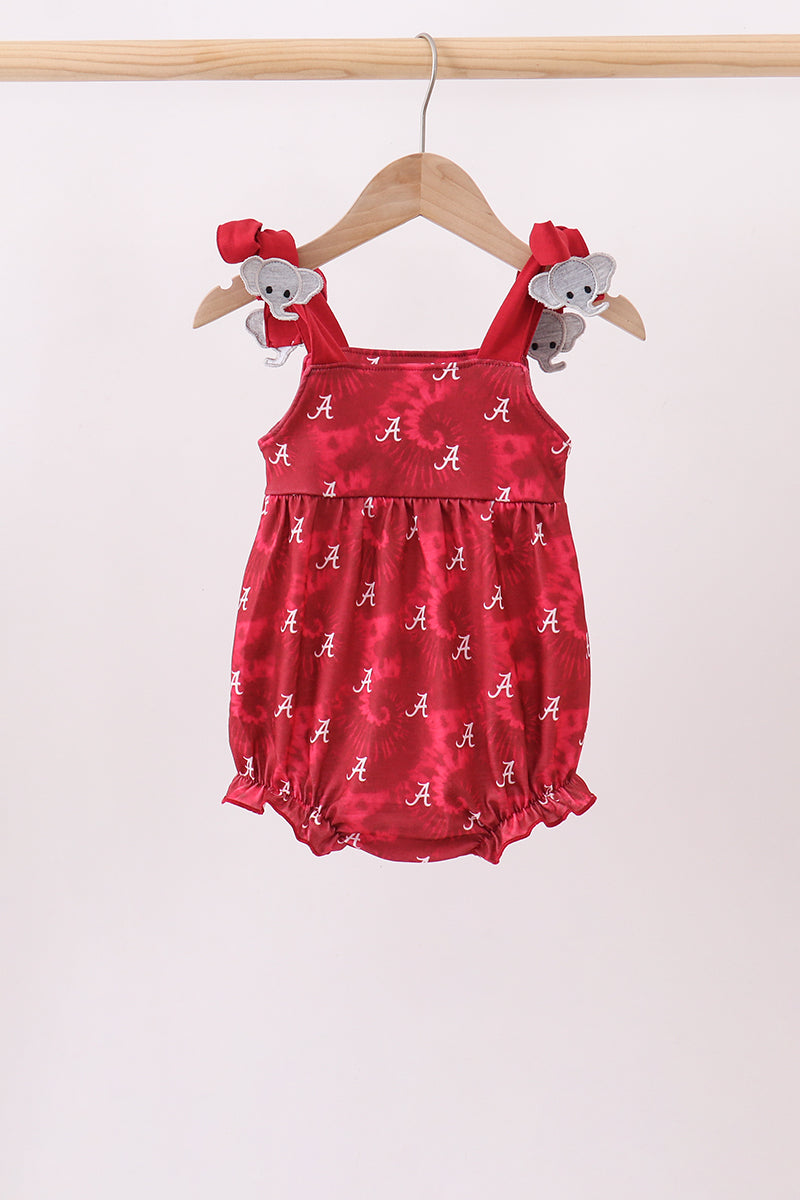 Maroon Alabama Roll Tide Smocked Bubble - Aaria Tees Aaria Tees
