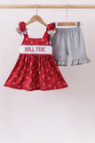Maroon Alabama Roll Tide Smocked Ruffle Shorts Set - Aaria Tees Aaria Tees