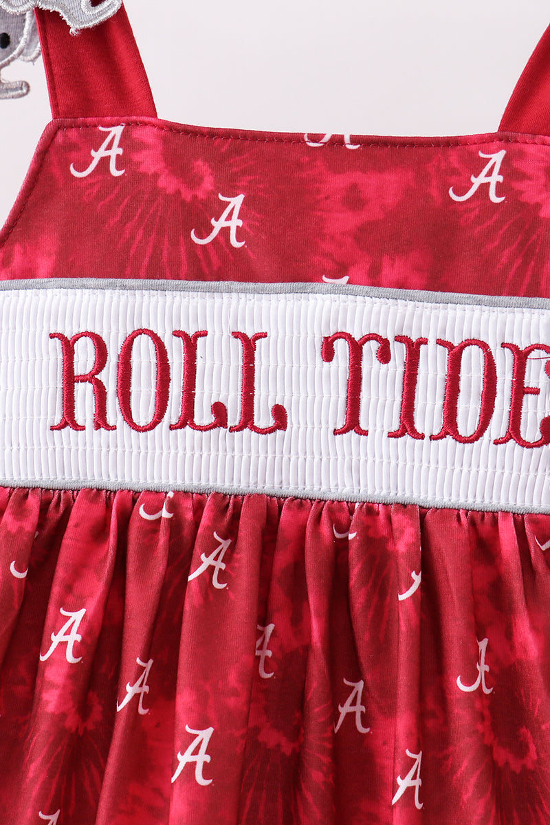 Maroon Alabama Roll Tide Smocked Ruffle Shorts Set - Aaria Tees Aaria Tees