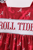 Maroon Alabama Roll Tide Smocked Ruffle Dress - Aaria Tees Aaria Tees
