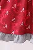 Maroon Alabama Roll Tide Smocked Ruffle Dress - Aaria Tees Aaria Tees