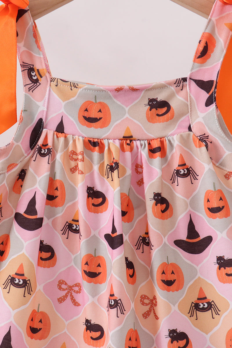 Pumpkin spider bow Dress - Aaria Tees Aaria Tees