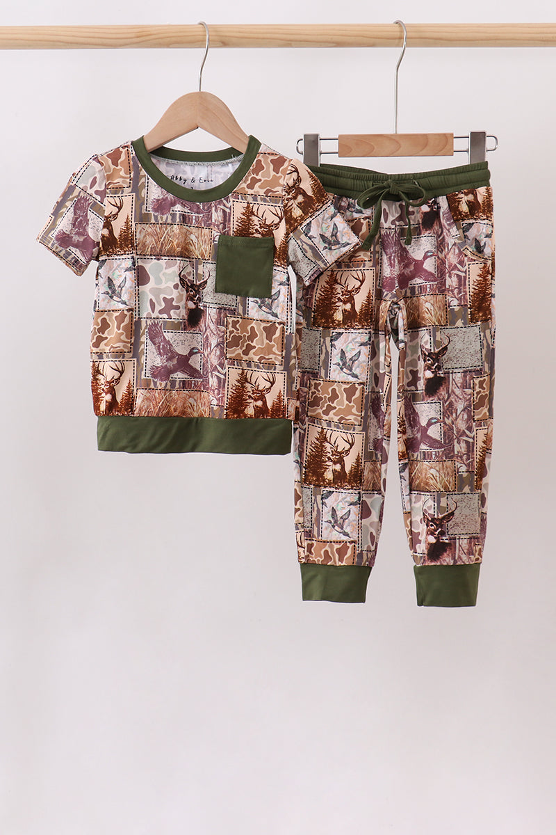 Forest Hunting Bamboo Pocket Pajama set - Aaria Tees Aaria Tees