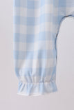 Blue Farm Embroidery Gingham Romper - Aaria Tees Aaria Tees