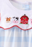 Blue Farm Embroidery Gingham Bloomer Set - Aaria Tees Aaria Tees