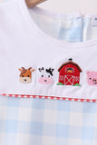 Blue Farm Embroidery Gingham Pants Set - Aaria Tees Aaria Tees