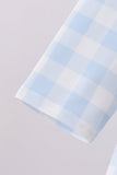Blue Farm Embroidery Ruffle Gingham Pants Set - Aaria Tees Aaria Tees