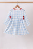 Blue Farm Embroidery Ruffle Gingham Dress - Aaria Tees Aaria Tees