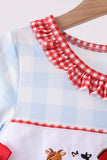Blue Farm Embroidery Ruffle Gingham Dress - Aaria Tees Aaria Tees