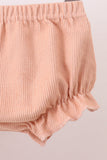 Coral Corduroy Smocked Bloomer Set - Aaria Tees Aaria Tees