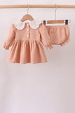 Coral Corduroy Smocked Bloomer Set - Aaria Tees Aaria Tees