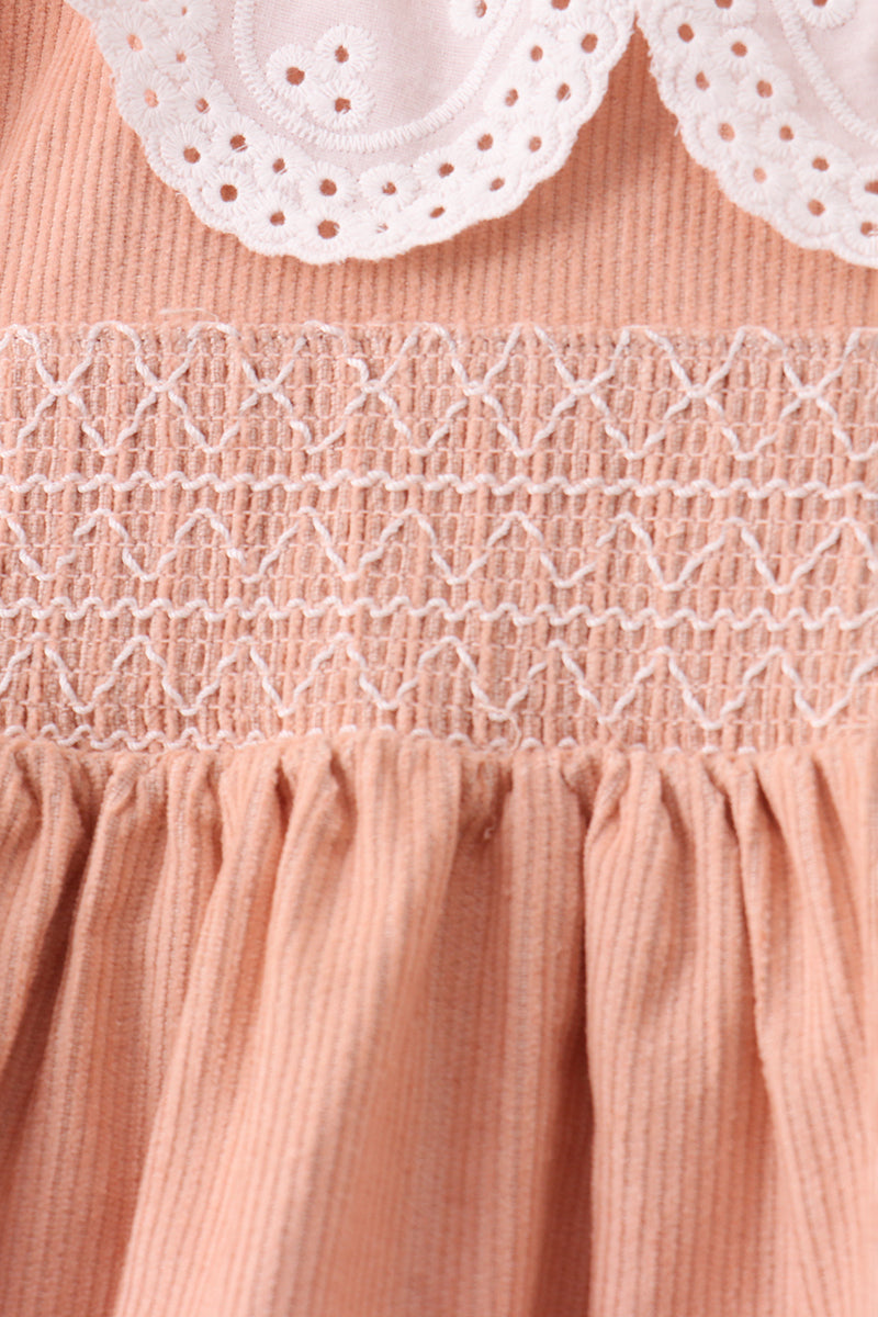 Coral Corduroy Smocked Ruffle Pants Set - Aaria Tees Aaria Tees