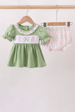 Sage Pumpkin Bow Embroidery Bloomer Set - Aaria Tees Aaria Tees