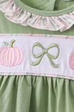 Sage Pumpkin Bow Embroidery Bloomer Set - Aaria Tees Aaria Tees