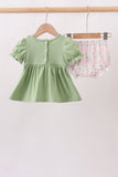 Sage Pumpkin Bow Embroidery Bloomer Set - Aaria Tees Aaria Tees