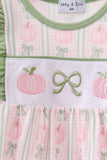 Sage Pumpkin Bow Embroidery Ruffle Bubble - Aaria Tees Aaria Tees