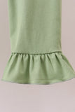 Sage Pumpkin Bow Embroidery Ruffle Pants Set - Aaria Tees Aaria Tees