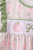 Sage Pumpkin Bow Embroidery Ruffle Pants Set - Aaria Tees Aaria Tees