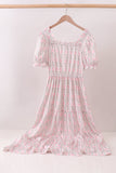 Pumpkin Bow Embroidery Mom Tiered Dress - Aaria Tees Aaria Tees