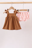 Brown Pumpkin Smocked Lace Bloomer Set - Aaria Tees Aaria Tees