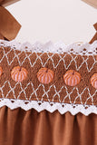 Brown Pumpkin Smocked Lace Bloomer Set - Aaria Tees Aaria Tees