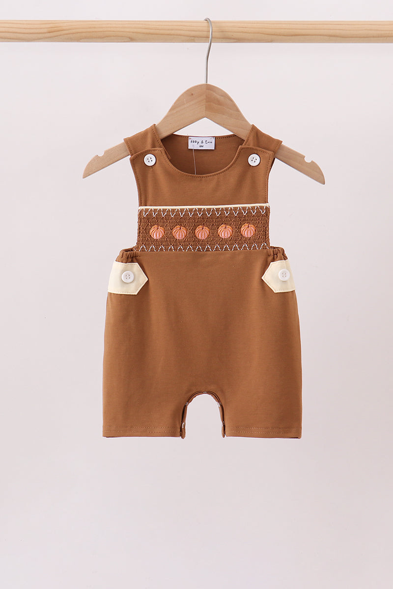Brown Pumpkin Smocked Jon Jon - Aaria Tees Aaria Tees