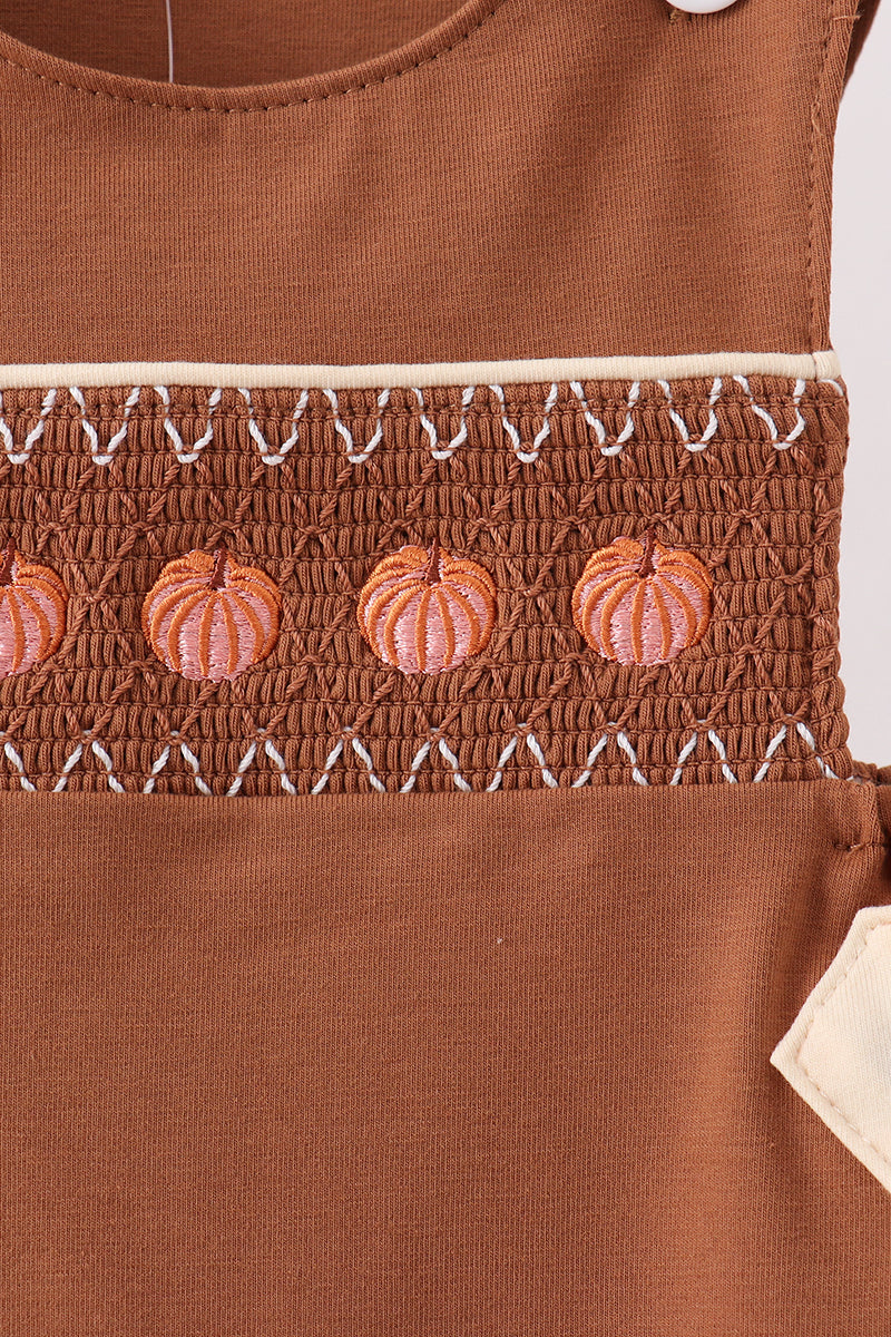 Brown Pumpkin Smocked Jon Jon - Aaria Tees Aaria Tees