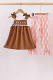 Brown Pumpkin Smocked Lace Set - Aaria Tees Aaria Tees