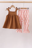 Brown Pumpkin Smocked Lace Set - Aaria Tees Aaria Tees