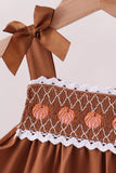 Brown Pumpkin Smocked Lace Shorts Set - Aaria Tees Aaria Tees