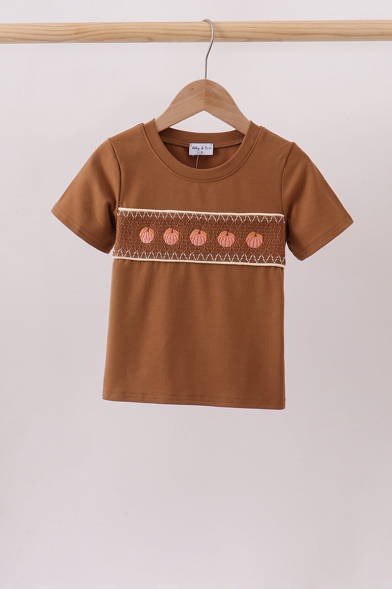 Brown Pumpkin Smocked Top - Aaria Tees Aaria Tees
