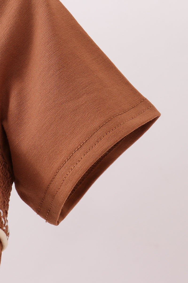 Brown Pumpkin Smocked Top - Aaria Tees Aaria Tees