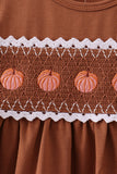 Brown Pumpkin Smocked Lace Dress - Aaria Tees Aaria Tees