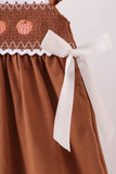 Brown Pumpkin Smocked Lace Dress - Aaria Tees Aaria Tees