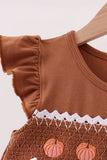 Brown Pumpkin Smocked Lace Dress - Aaria Tees Aaria Tees