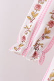 Pink Rose Stripe Ruffle Pants Set - Aaria Tees Aaria Tees