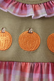 Camel Pumpkin Embroidery Ruffle Plaid Bubble - Aaria Tees Aaria Tees