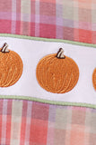 Camel Pumpkin Embroidery Plaid Bubble - Aaria Tees Aaria Tees