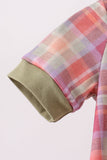 Camel Pumpkin Embroidery Plaid Bubble - Aaria Tees Aaria Tees