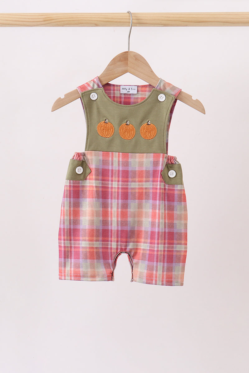 Camel Pumpkin Embroidery Plaid Jon Jon - Aaria Tees
