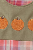 Camel Pumpkin Embroidery Plaid Jon Jon - Aaria Tees Aaria Tees
